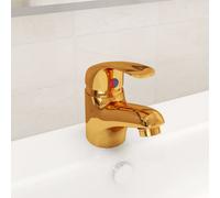 vidaXL Grifo mezclador de lavabo dorado 13x10 cm