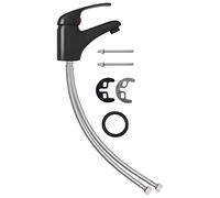 vidaXL Grifo Mezclador de Lavabo Monomando Cuarto de Baño Aseo Ducha Inodoro Bañero Grifería Cocina Reemplazo Duradero Negro 13x10 cm