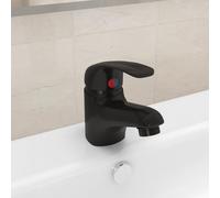 vidaXL Grifo mezclador de lavabo monomando duradero negro 13x10 cm