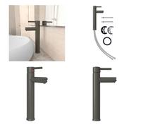 vidaXL Grifo mezclador para baño, color gris, 12x30 cm - Grifo para lavabo - Grifos para lavabo - Grifo - Grifos