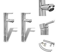 vidaXL Grifo mezclador para lavabo, 2 unidades, cromo - Accesorios