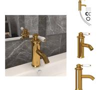 vidaXL Grifo para lavabo, color dorado, 130x180 mm - Grifos
