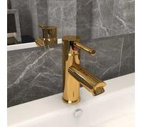 vidaXL Grifo para lavabo de baño acabado dorado 130x176 mm