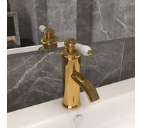 vidaXL Grifo para lavabo de baño dorado 130x180 mm