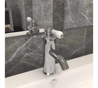 vidaXL Grifo para lavabo de baño plateado 130x180 mm