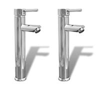 vidaXL Grifos mezcladores para cuarto de baño 2 uds cromado