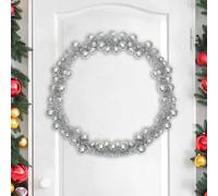 vidaXL Guirnalda de Bolas de Navidad Plateado 186 cm Poliestireno, Guirnalda Decorativa para Sala, Moderna, Ligera, Ideal para Navidad en oficinas y pasillos