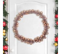 vidaXL Guirnalda de Bolas de Navidad Rosa Dorado 186 cm Poliestireno, Guirnalda Decorativa para Sala, Moderna, Ligera, Ideal para Navidad en oficinas y pasillos