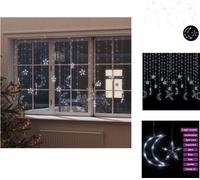 vidaXL Guirnalda de luces con forma de estrella y luna, con mando a distancia, 345 LEDs, luz blanca fría - Iluminación navideña