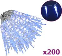 vidaXL Guirnalda de luces tipo "ice spikes" con 200 LEDs azules, 20 metros, de acrílico y PVC