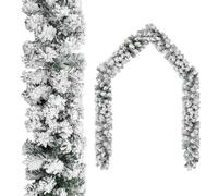 vidaXL Guirnalda de Navidad con nieve flocada verde 20 m PVC