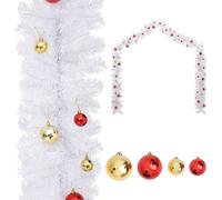 vidaXL Guirnalda de Navidad decorada con bolas blanco 10 m