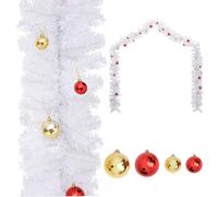 vidaXL Guirnalda de Navidad decorada con bolas blanco 5 m