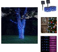 vidaXL Guirnalda solar, 2 unidades, 2 x 200 LEDs azules, para interior y exterior - Iluminación navideña
