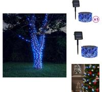 vidaXL Guirnaldas solares, 5 unidades, 5 x 200 LEDs azules, para interior y exterior - Iluminación navideña