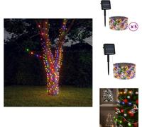 vidaXL Guirnaldas solares, 5 unidades, 5 x 200 LEDs, multicolor, para interior y exterior - Iluminación navideña