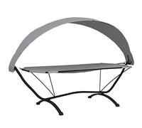 vidaXL Hamaca con Toldo Acero y Tejido Oxford Tumbona Sol Jardín Patio Asiento Exterior Aire Libre Fuera Casa con Familia Amigo Gris