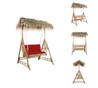 vidaXL Hamaca estilo Hollywood con hojas de palmera y cojín, 202 cm, bambú - Hamacas estilo Hollywood