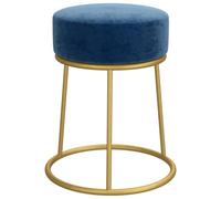 vidaXL Hocker Redondo Taburete Silla Asiento Butaca Sala de Estar Salón Dormitorio Habitación Pasillo Entrada Decoración Azul Terciopelo