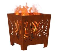 vidaXL Hoguera Marrón 40 x 40 x 40 cm Acero Oxidado, Jardín y Terraza, Fogón Moderno, Cuadrado de Metal, Calentador Portátil para Reuniones en el Patio