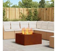 vidaXL Hoguera Marrón 80 x 80 x 40 cm Acero autopatinable, Fuego al Aire Libre, portátil y Rectangular, Ideal para reuniones, con Estilo para Patios