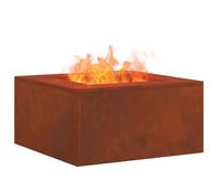 vidaXL Hoguera Marrón 80 x 80 x 40 cm Acero autopatinable, Fuego al Aire Libre, portátil y Rectangular, Ideal para reuniones, con Estilo para Patios