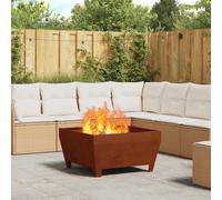 vidaXL Hoguera Marrón 80 x 80 x 43 cm Acero autopatinable, Cubierta para fogata Moderna, Ideal para jardín y terraza, protección a Prueba de Clima, Acero Resistente