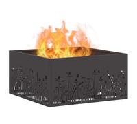 vidaXL Hoguera Negro 60 x 60 x 30 cm Acero, Chic fogón Exterior, construcción de Acero Resistente, diseño portátil, Ideal para Noches acogedoras y reuniones Familiares
