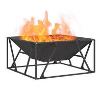 vidaXL Hoguera Negro 80 x 80 x 40 cm Acero, Hogar de Fuego Moderno para Exteriores, Cuadrado, Acero, Resistente al óxido, Ideal para reuniones y Calentar