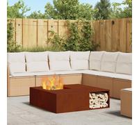 vidaXL Hoguera Marrón 100 x 100 x 30 cm Acero autopatinable, Chic fogón Cuadrado para jardín y terraza, diseño de Metal Moderno, Resistente al Calor, Ideal para reuniones al Aire Libre