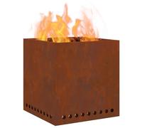 vidaXL Hoguera Sin Humo Marrón 48 x 48 x 50 cm Acero autopatinable, Moderno Fuego Exterior, diseño Cuadrado, Calentador Duradero para Calentar y Reunir en el jardín