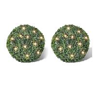 vidaXL Hoja Artificial Bola de poda 27 cm Con cuerda de LED solar 2 piezas