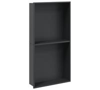 vidaXL Hornacina Ducha Acero Inoxidable Negro Mate 32x62x9 cm, hornacina de baño, hornacina en el baño, hornacina de Ducha de Acero Inoxidable