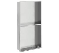 vidaXL Hornacina Ducha Acero Inoxidable Plateado Cepillado 32x62x9 cm, hornacina de baño, hornacina en el baño, hornacina de Ducha de Acero Inoxidable