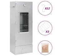 vidaXL Horno ahumador astillas madera con ventana acero galvanizado + 1 kg de virutas de madera Dimensiones 44.5 x 29 x 83 cm, 44.5 x 29 x 110 cm, 44.5 x 29 x 124 cm