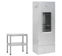 vidaXL Horno ahumador de barbacoa con mesa acero galvanizado ahumador Dimensiones 44.5 x 29 x 83 cm, 44.5 x 29 x 110 cm