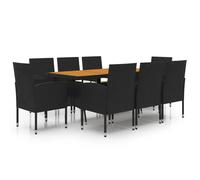 vidaXL idaXL Juego de comedor de jardín 9 piezas ratán sintético negro