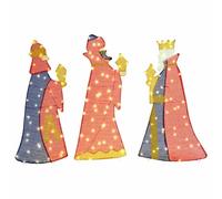 vidaXL Iluminación navideña de los 3 Reyes Magos 3 pcs Cálido 105 cm, Sala, Decoración Navideña Clásica, Escena de los Reyes Magos, Luces LED, Uso Interior Exterior, Exhibición Única