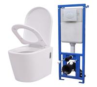 vidaXL Inodoro Colgante Pared Cisterna Oculta Cerámica Retrete Váter WC Color Blanco, Negro, y mas