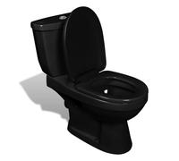 vidaXL Inodoro con Cisterna Set Completo + Asiento WC Pared Cerámica Recr Color Negro, Blanco, y mas