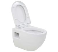 vidaXL Inodoro de montaje en pared de cerámica blanco