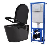vidaXL Inodoro Colgante Pared Cisterna Oculta Cerámica Retrete Váter WC Color Blanco, Negro, y mas