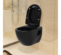 vidaXL Inodoro de pared de cerámica negro