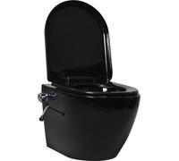 vidaXL: Inodoro de pared, sin borde de descarga, con cisterna empotrada, color negro, cerámica