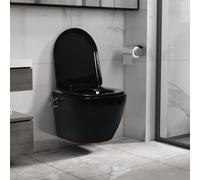 vidaXL Inodoro de pared sin bordes con función de bidé cerámica negro