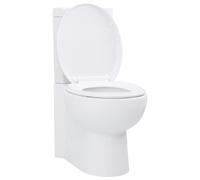 vidaXL Inodoro WC Váter de baño Cierre suave Doble cisterna Cerámica Blanco