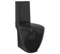 vidaXL Inodoro WC redondo de cerámica con cisterna negro