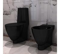 vidaXL Inodoro y bidet negros de cerámica