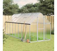 vidaXL Invernadero con marco base aluminio plateado 445x169x195 cm
