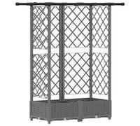 vidaXL: Jardín elevado con enrejado y cubierta, color gris claro, 124 x 40 x 121 cm, material: PP